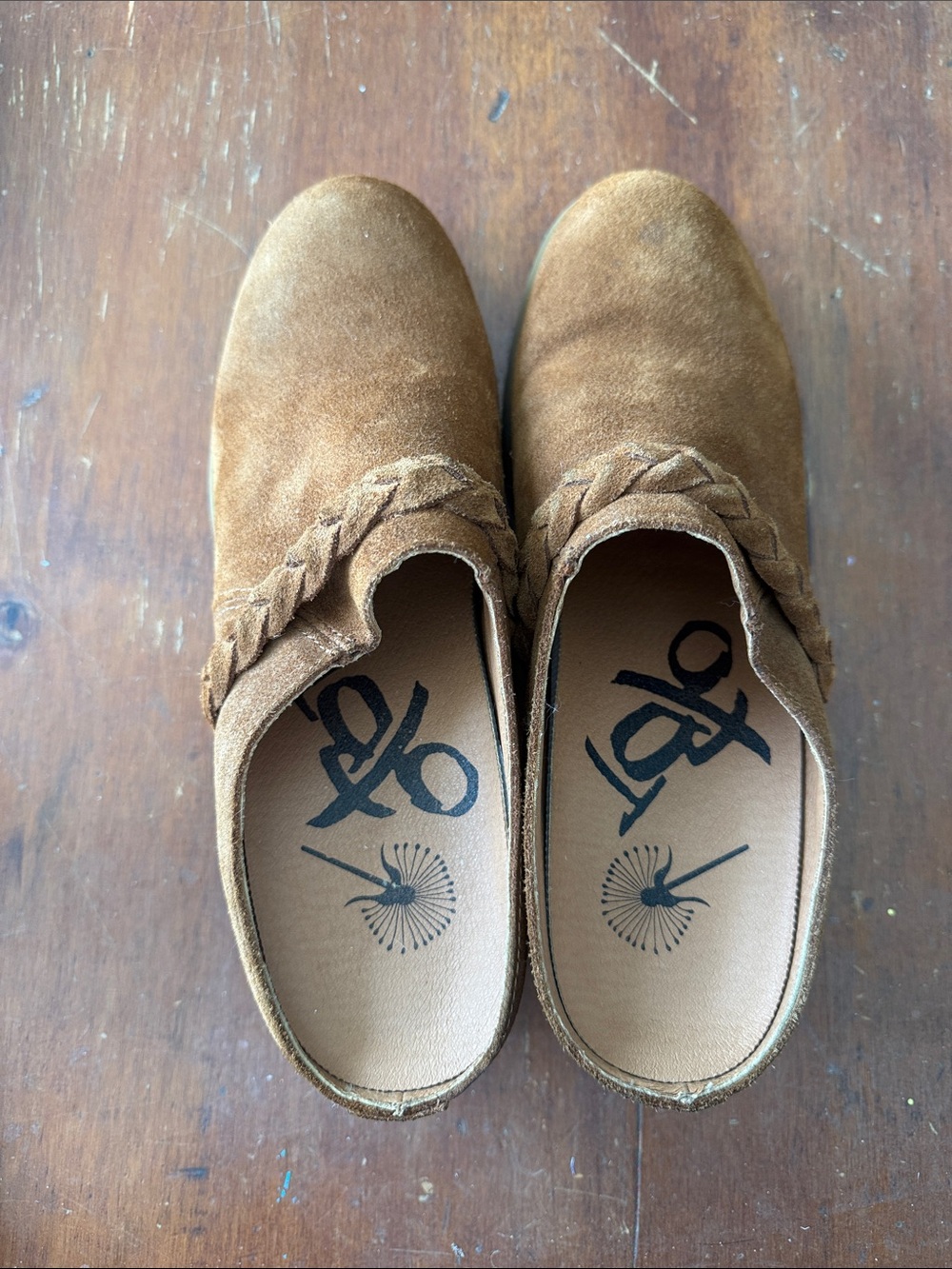 OTBT Women's Tan Suede Braided Slip-On Clogs